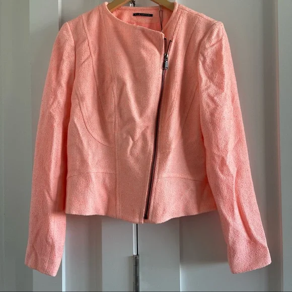 Tweed soft peach zip front jacket - Picture 4 of 9